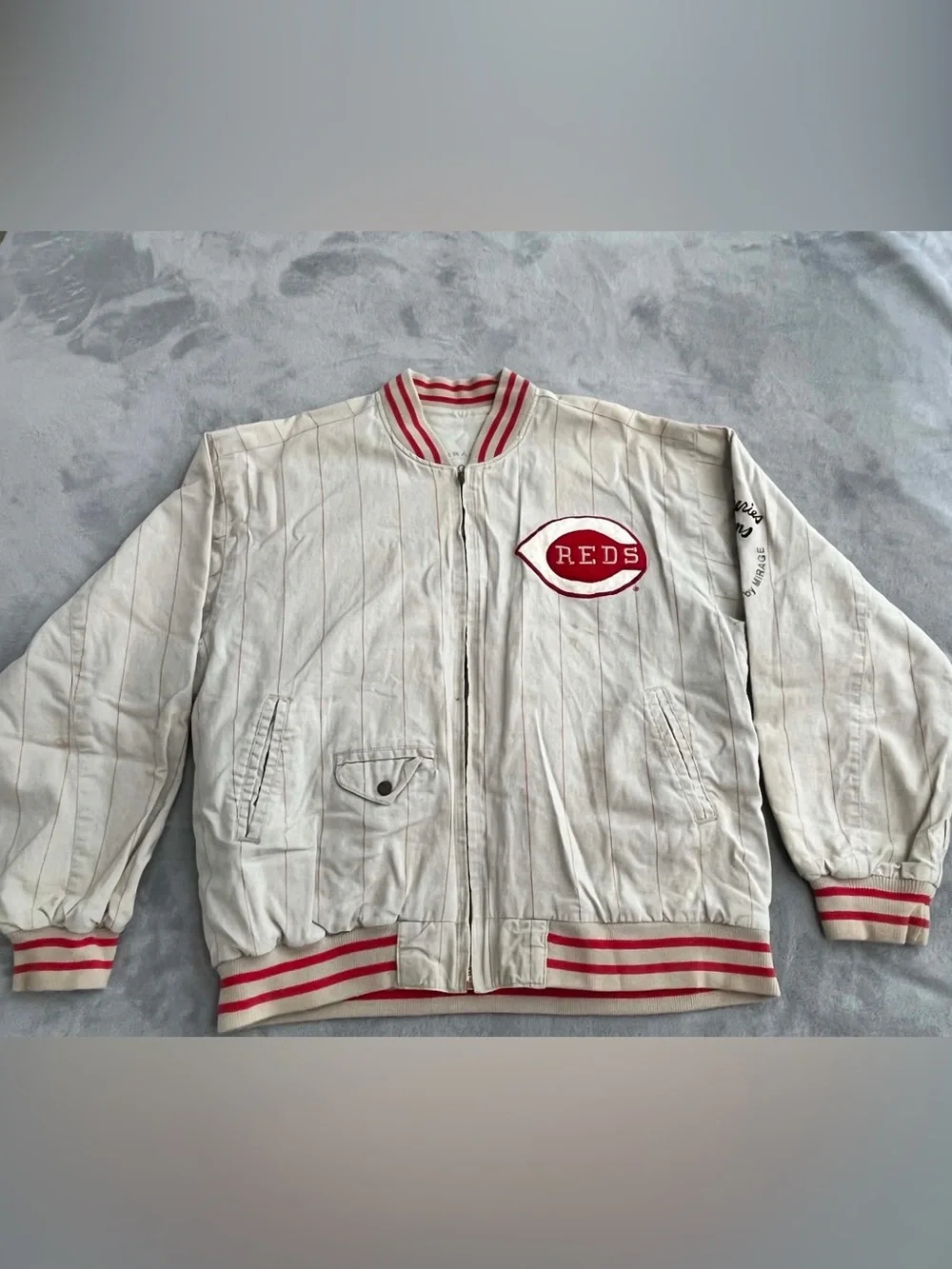 Cincinnati Reds Vintage White & Red Baseball Jacket